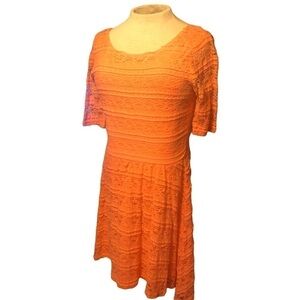 Jolt Coral Lacy High Waistline Swoop Down Back Line Mini Dress Size M